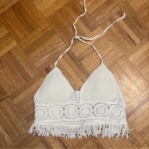 SHEIN White Crochet Halter Top